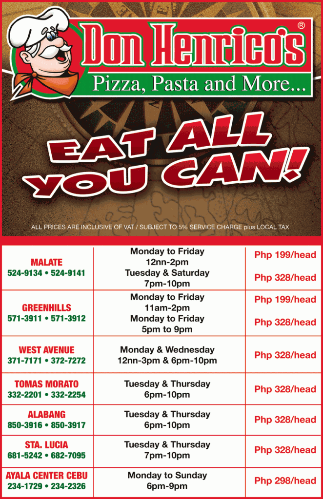 Don Henrico's Pizza, Pasta and More... Satisfy Your